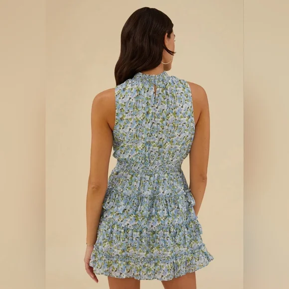 Rachel Parcell Halter Ruffle Micro Floral Mini Dress - Picture 3 of 12